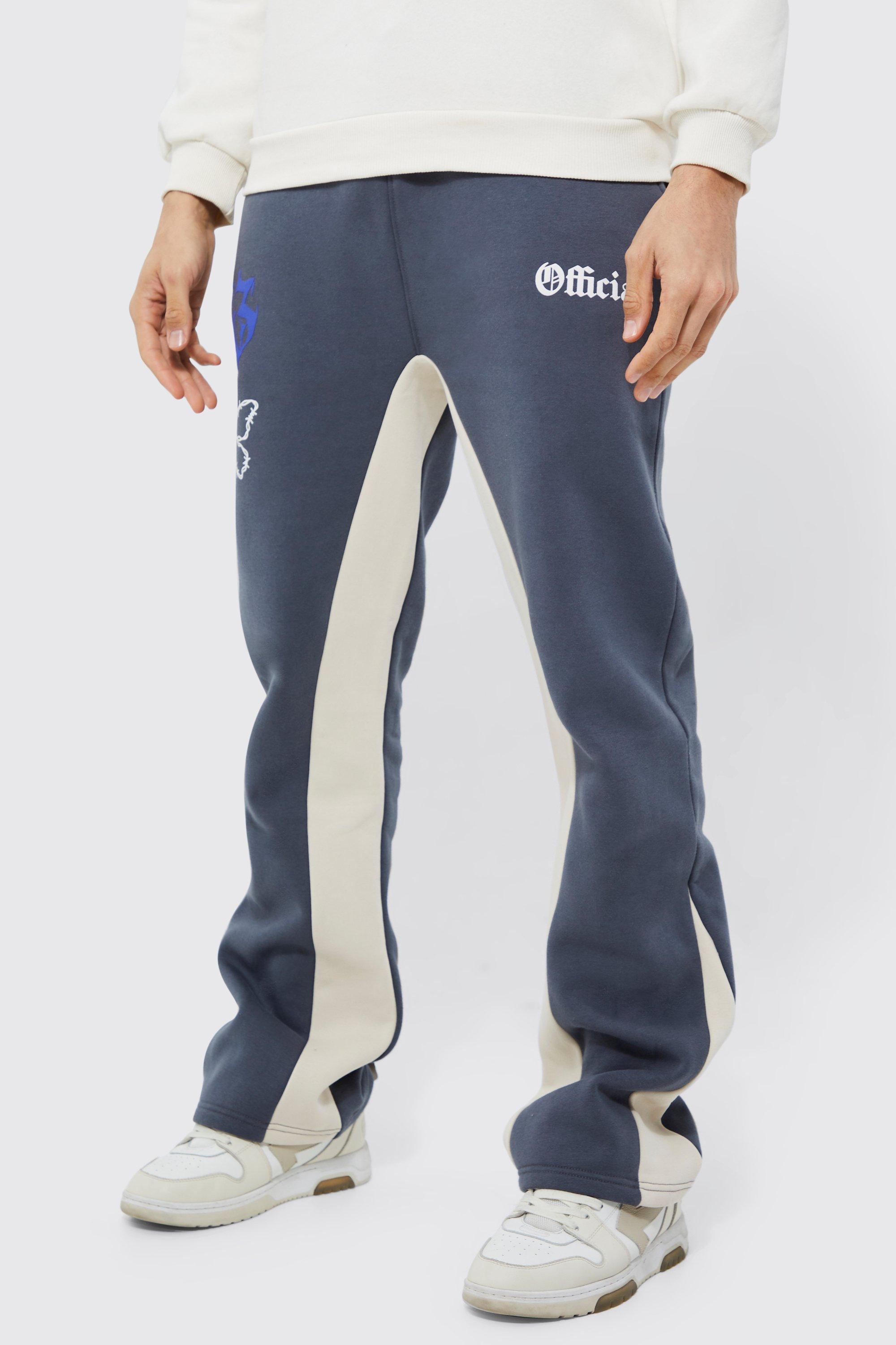 Mens Grey Tall Official Man Graffiti Gusset Joggers, Grey